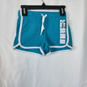 Old Navy Girls Teal White Dolphin-Hem Jersey Cheer Drawstring Shorts‎ XS/5 New
